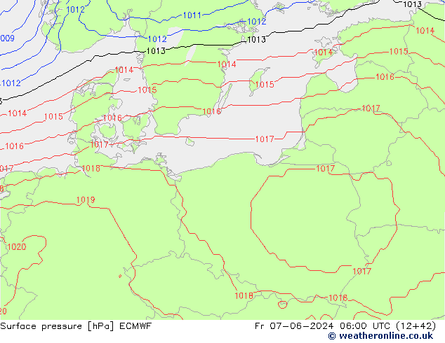 Surface pressure ECMWF Fr 07.06.2024 06 UTC