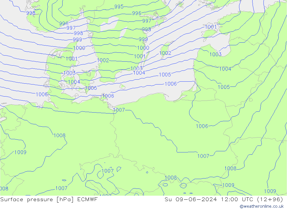 pression de l'air ECMWF dim 09.06.2024 12 UTC