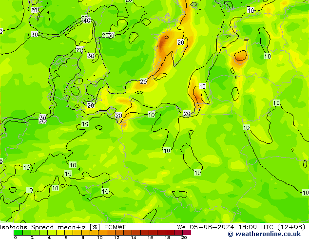 Isotachs Spread ECMWF ср 05.06.2024 18 UTC