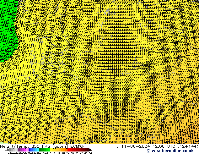 Height/Temp. 850 hPa ECMWF  11.06.2024 12 UTC