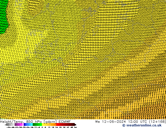 Height/Temp. 850 hPa ECMWF We 12.06.2024 12 UTC