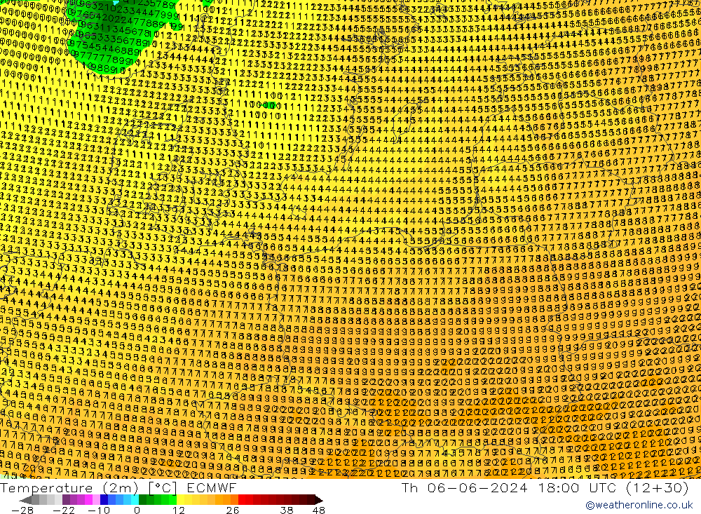 température (2m) ECMWF jeu 06.06.2024 18 UTC