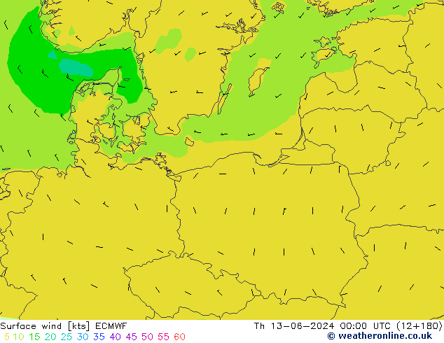 Surface wind ECMWF Th 13.06.2024 00 UTC