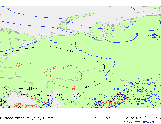 ciśnienie ECMWF śro. 12.06.2024 18 UTC