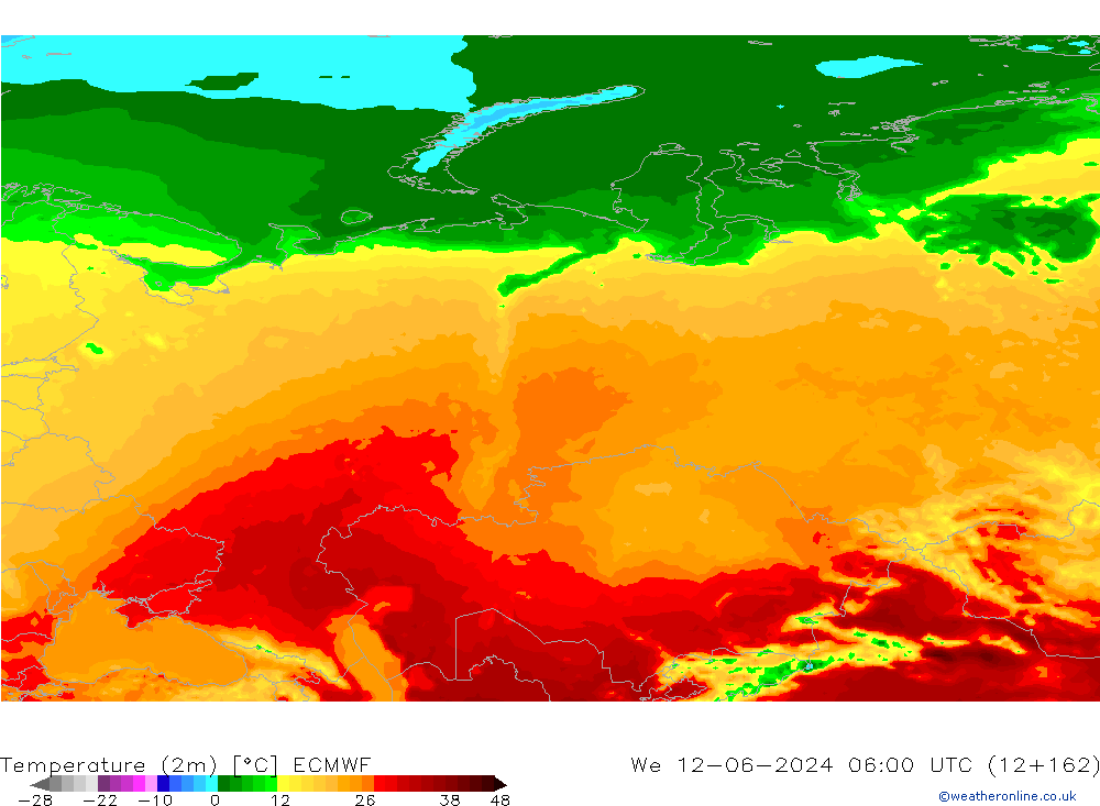 Temperatura (2m) ECMWF Qua 12.06.2024 06 UTC