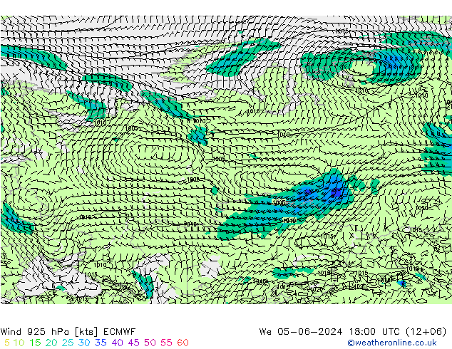 Wind 925 hPa ECMWF St 05.06.2024 18 UTC