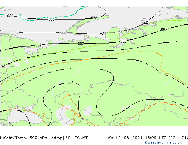 Height/Temp. 500 hPa ECMWF We 12.06.2024 18 UTC