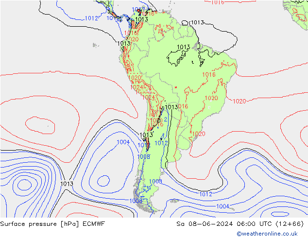 Surface pressure ECMWF Sa 08.06.2024 06 UTC