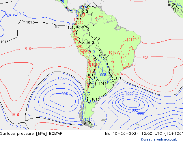 приземное давление ECMWF пн 10.06.2024 12 UTC