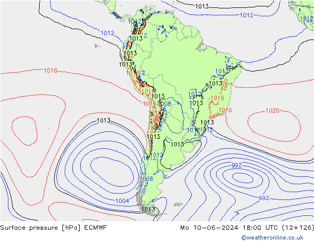 ciśnienie ECMWF pon. 10.06.2024 18 UTC