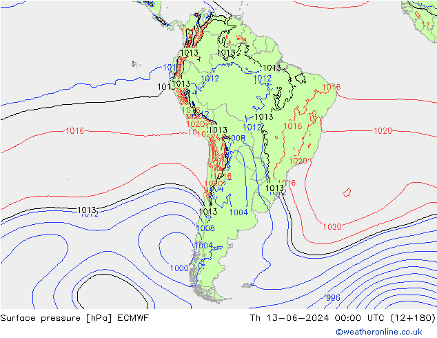 Bodendruck ECMWF Do 13.06.2024 00 UTC