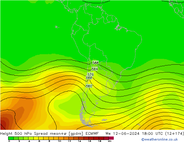 Géop. 500 hPa Spread ECMWF mer 12.06.2024 18 UTC