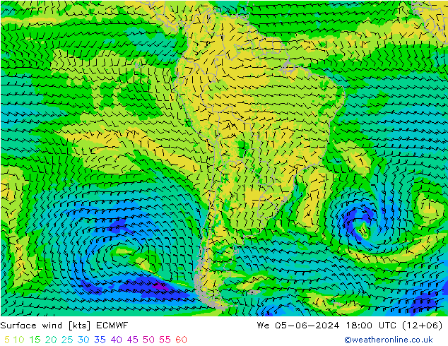 Surface wind ECMWF We 05.06.2024 18 UTC