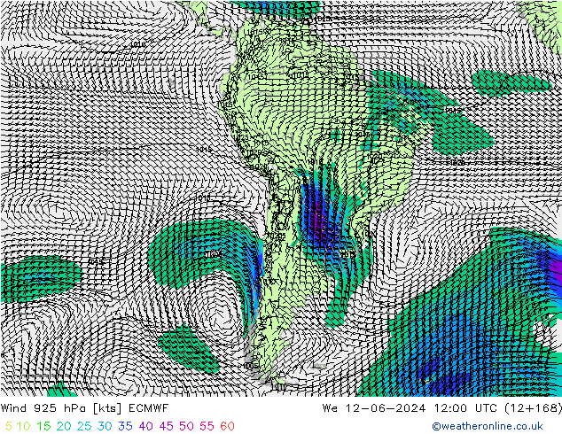 Vent 925 hPa ECMWF mer 12.06.2024 12 UTC