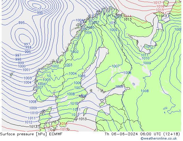 Bodendruck ECMWF Do 06.06.2024 06 UTC