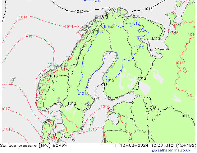 Yer basıncı ECMWF Per 13.06.2024 12 UTC