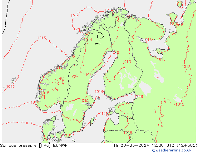 Surface pressure ECMWF Th 20.06.2024 12 UTC