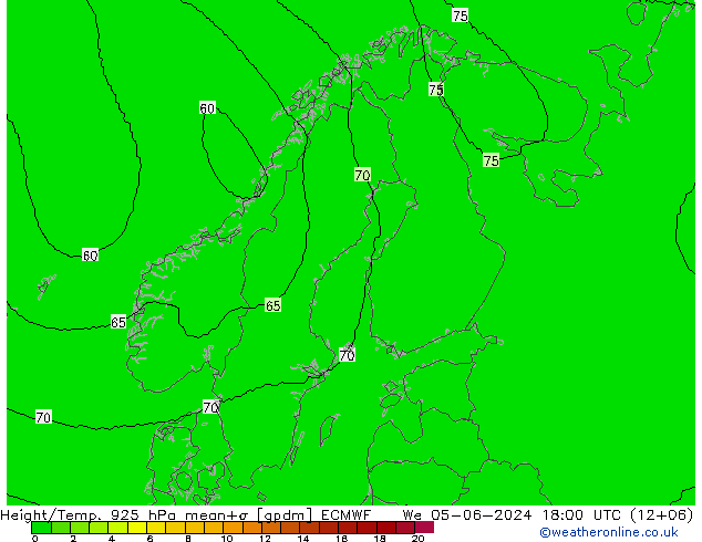 Height/Temp. 925 hPa ECMWF We 05.06.2024 18 UTC