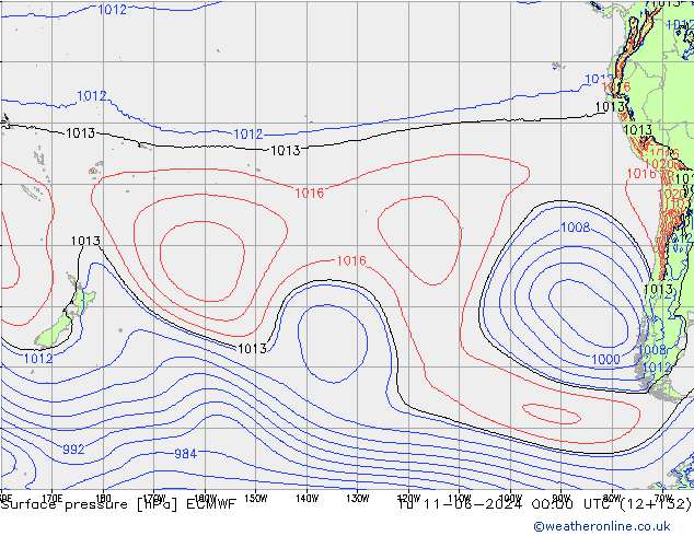 Yer basıncı ECMWF Sa 11.06.2024 00 UTC