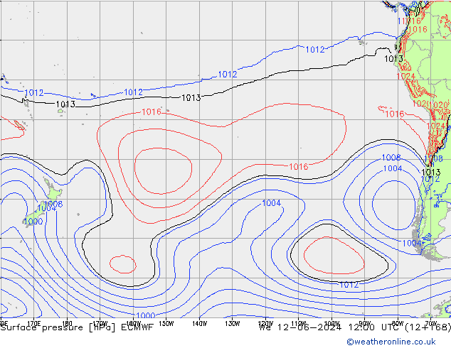 Atmosférický tlak ECMWF St 12.06.2024 12 UTC