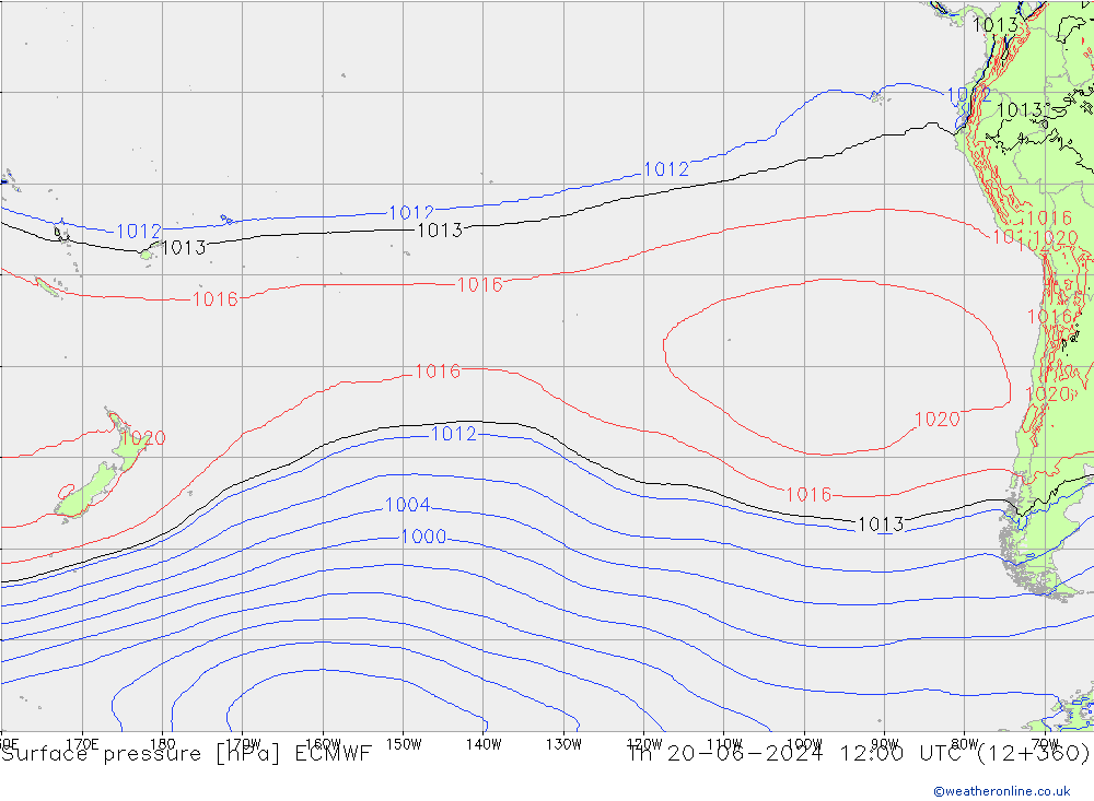 Atmosférický tlak ECMWF Čt 20.06.2024 12 UTC