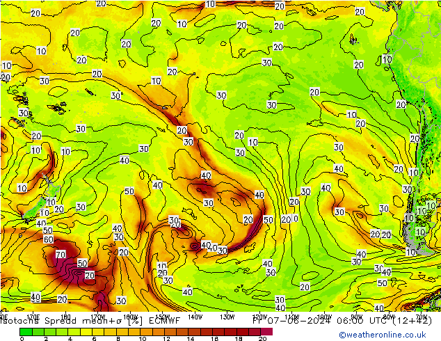 Isotaca Spread ECMWF vie 07.06.2024 06 UTC