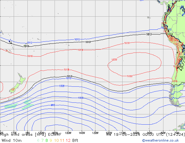 High wind areas ECMWF St 19.06.2024 00 UTC