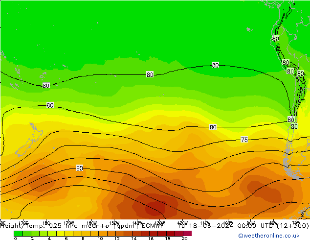 Yükseklik/Sıc. 925 hPa ECMWF Sa 18.06.2024 00 UTC