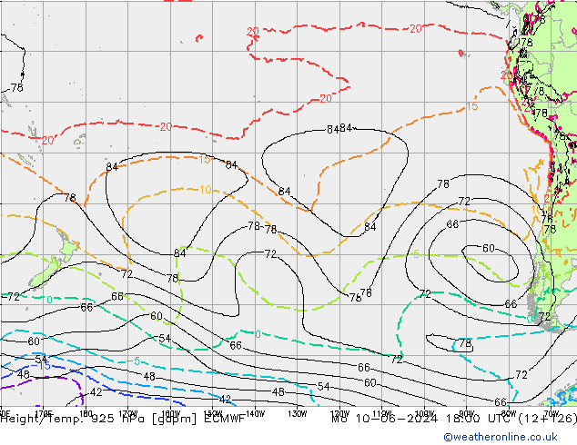 Height/Temp. 925 hPa ECMWF Po 10.06.2024 18 UTC