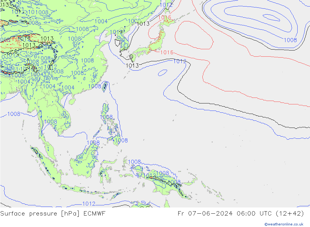 Surface pressure ECMWF Fr 07.06.2024 06 UTC