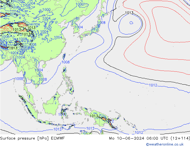 приземное давление ECMWF пн 10.06.2024 06 UTC