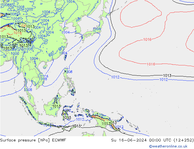 Surface pressure ECMWF Su 16.06.2024 00 UTC