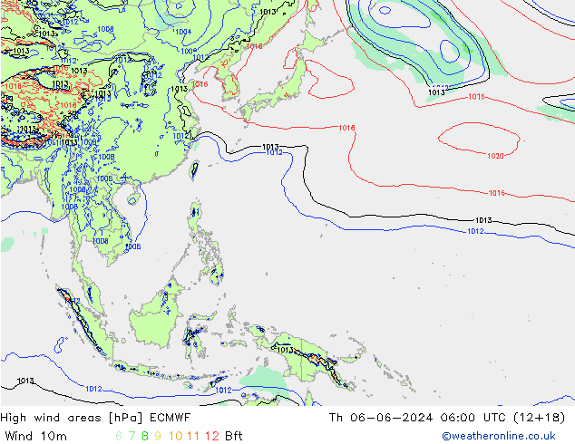 High wind areas ECMWF  06.06.2024 06 UTC