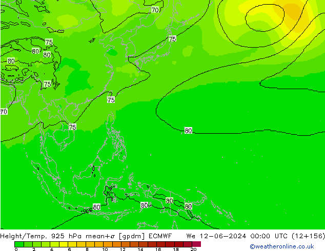 Hoogte/Temp. 925 hPa ECMWF wo 12.06.2024 00 UTC