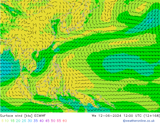 Vento 10 m ECMWF Qua 12.06.2024 12 UTC