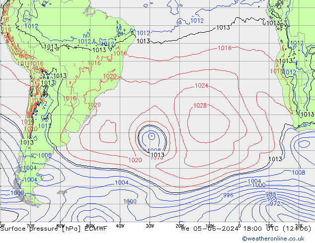 Surface pressure ECMWF We 05.06.2024 18 UTC