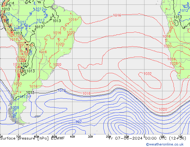 ciśnienie ECMWF pt. 07.06.2024 00 UTC