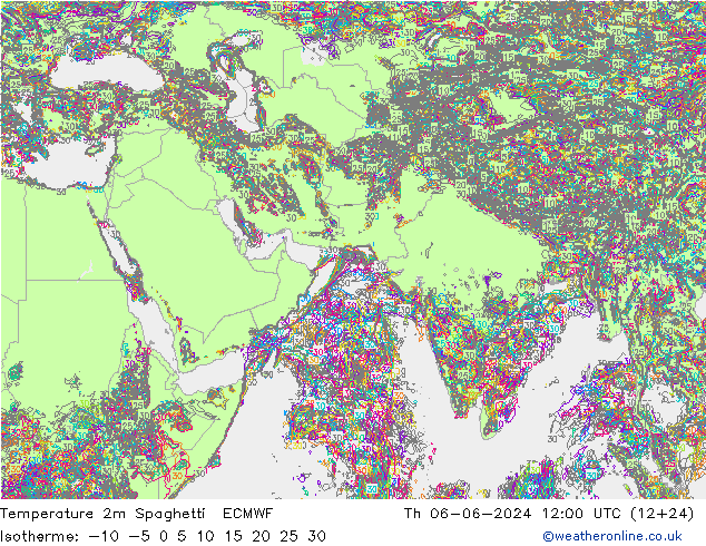 温度图 Spaghetti ECMWF 星期四 06.06.2024 12 UTC