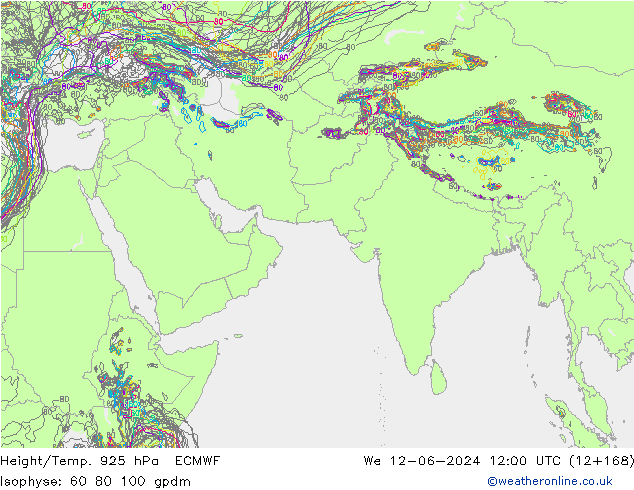 Height/Temp. 925 hPa ECMWF Qua 12.06.2024 12 UTC