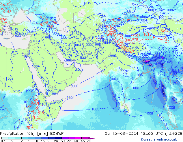 Yağış (6h) ECMWF Cts 15.06.2024 00 UTC