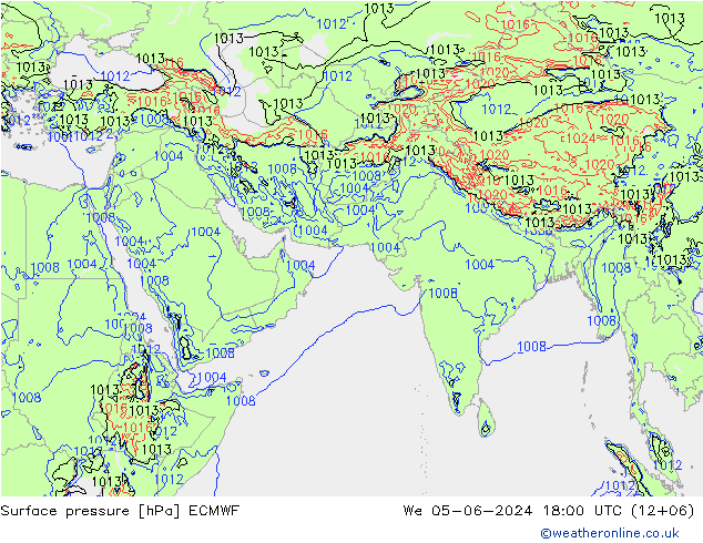 Pressione al suolo ECMWF mer 05.06.2024 18 UTC