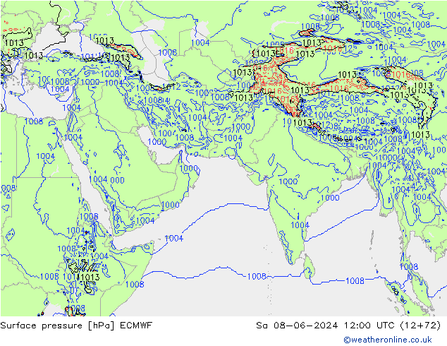 Pressione al suolo ECMWF sab 08.06.2024 12 UTC