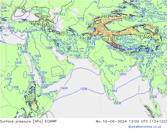 приземное давление ECMWF пн 10.06.2024 12 UTC