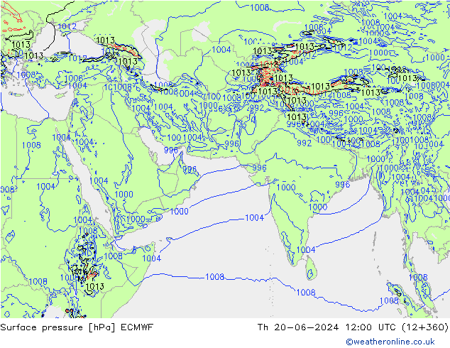 Surface pressure ECMWF Th 20.06.2024 12 UTC