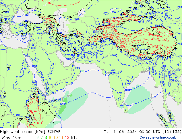 Windvelden ECMWF di 11.06.2024 00 UTC