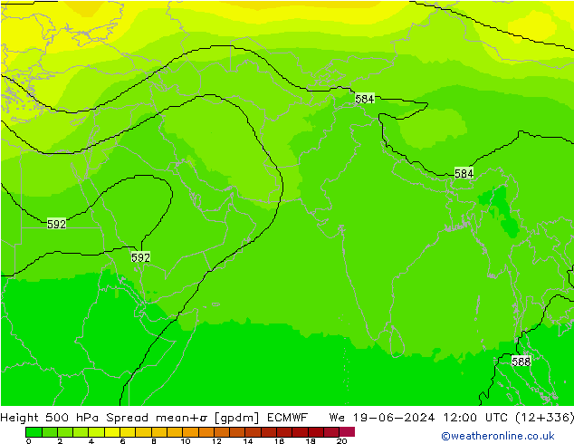 500 hPa Yüksekliği Spread ECMWF Çar 19.06.2024 12 UTC