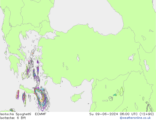 Isotachs Spaghetti ECMWF dom 09.06.2024 06 UTC