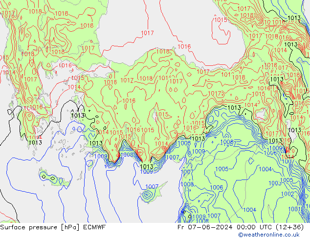 Yer basıncı ECMWF Cu 07.06.2024 00 UTC