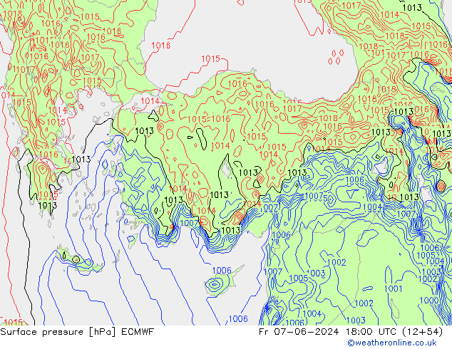 Pressione al suolo ECMWF ven 07.06.2024 18 UTC