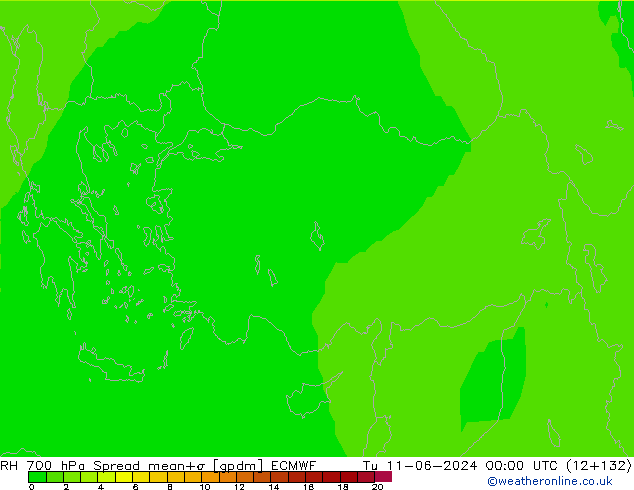 RH 700 hPa Spread ECMWF  11.06.2024 00 UTC